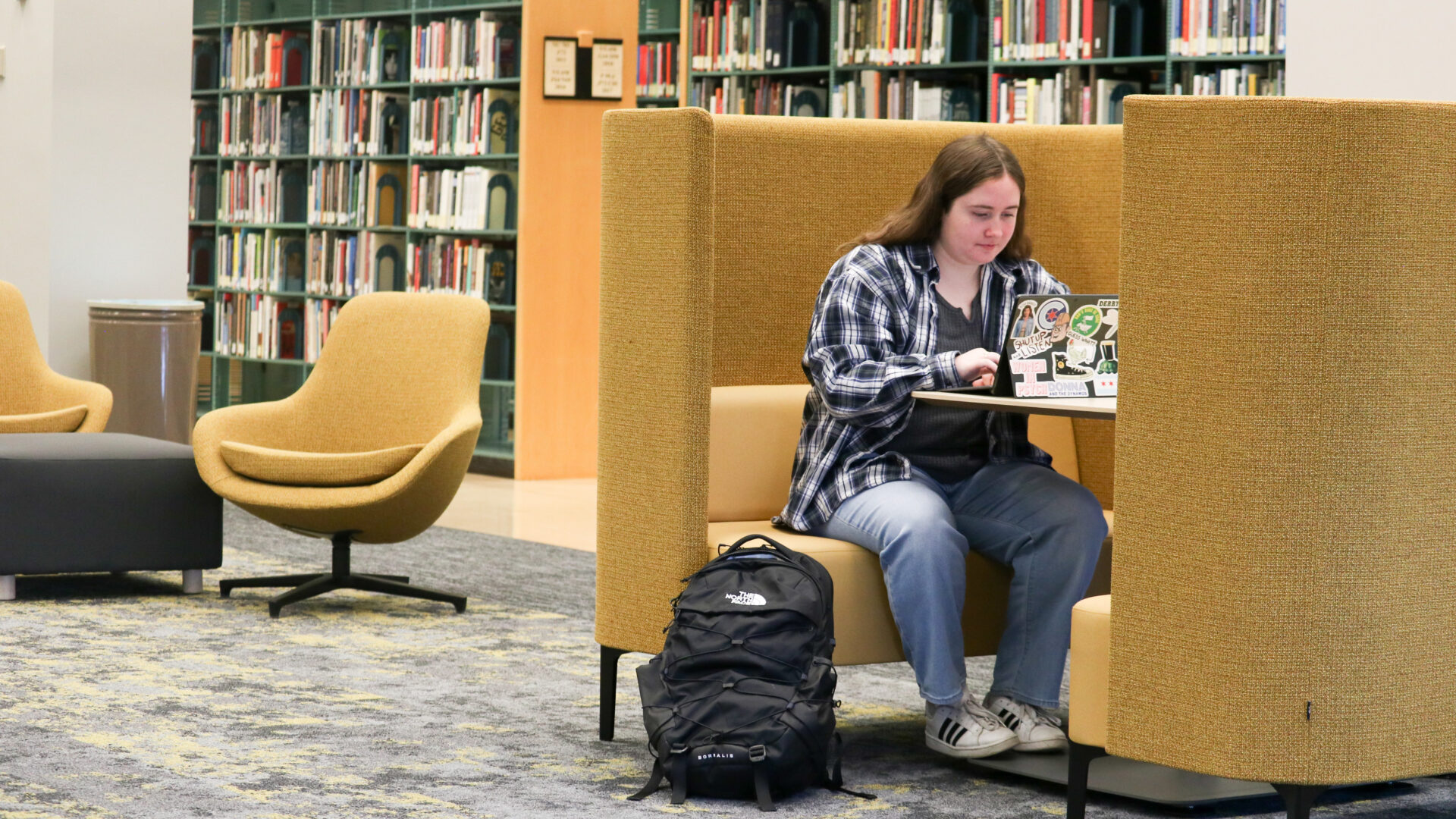Girl Studying in Library 
