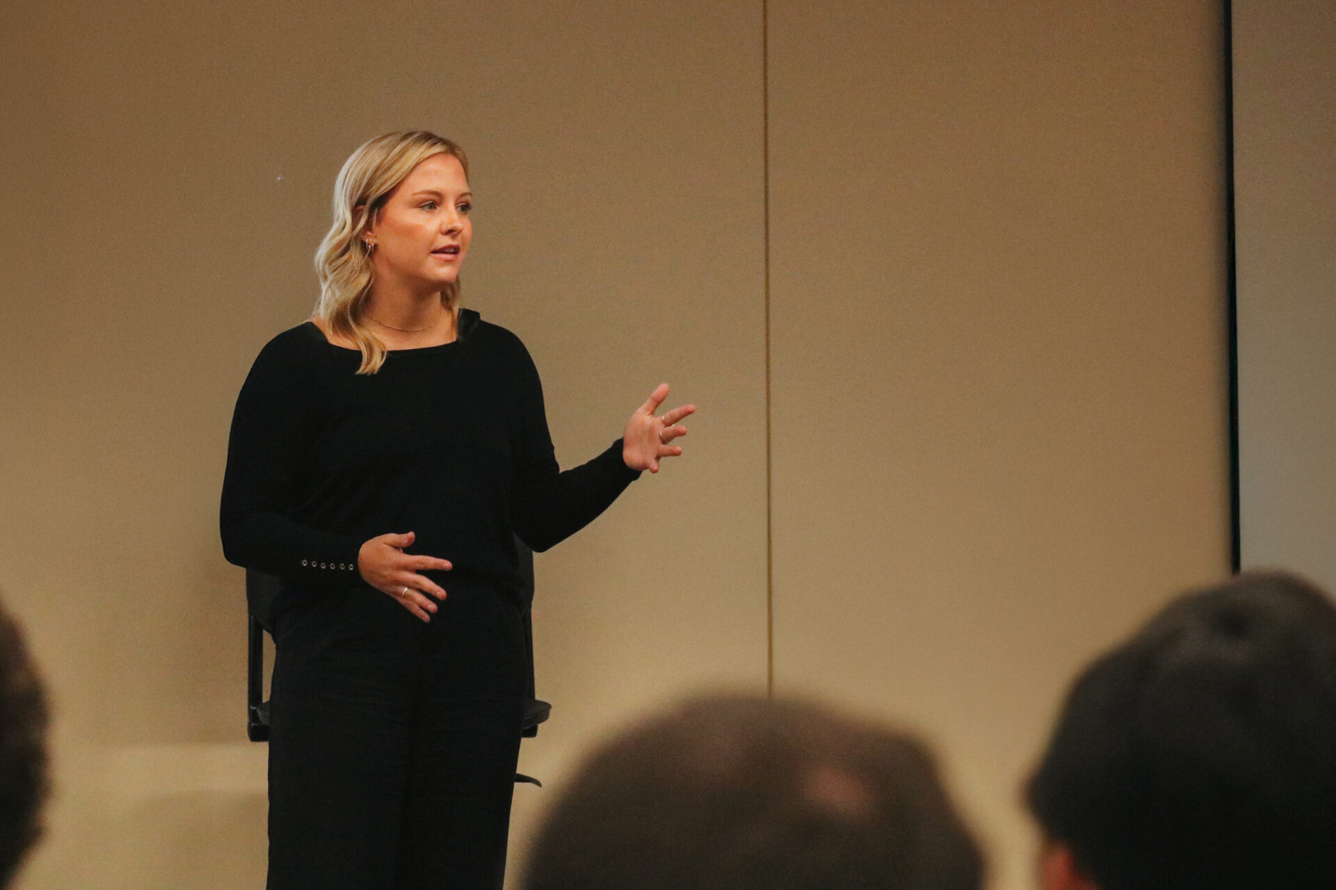 A student presenting to others.