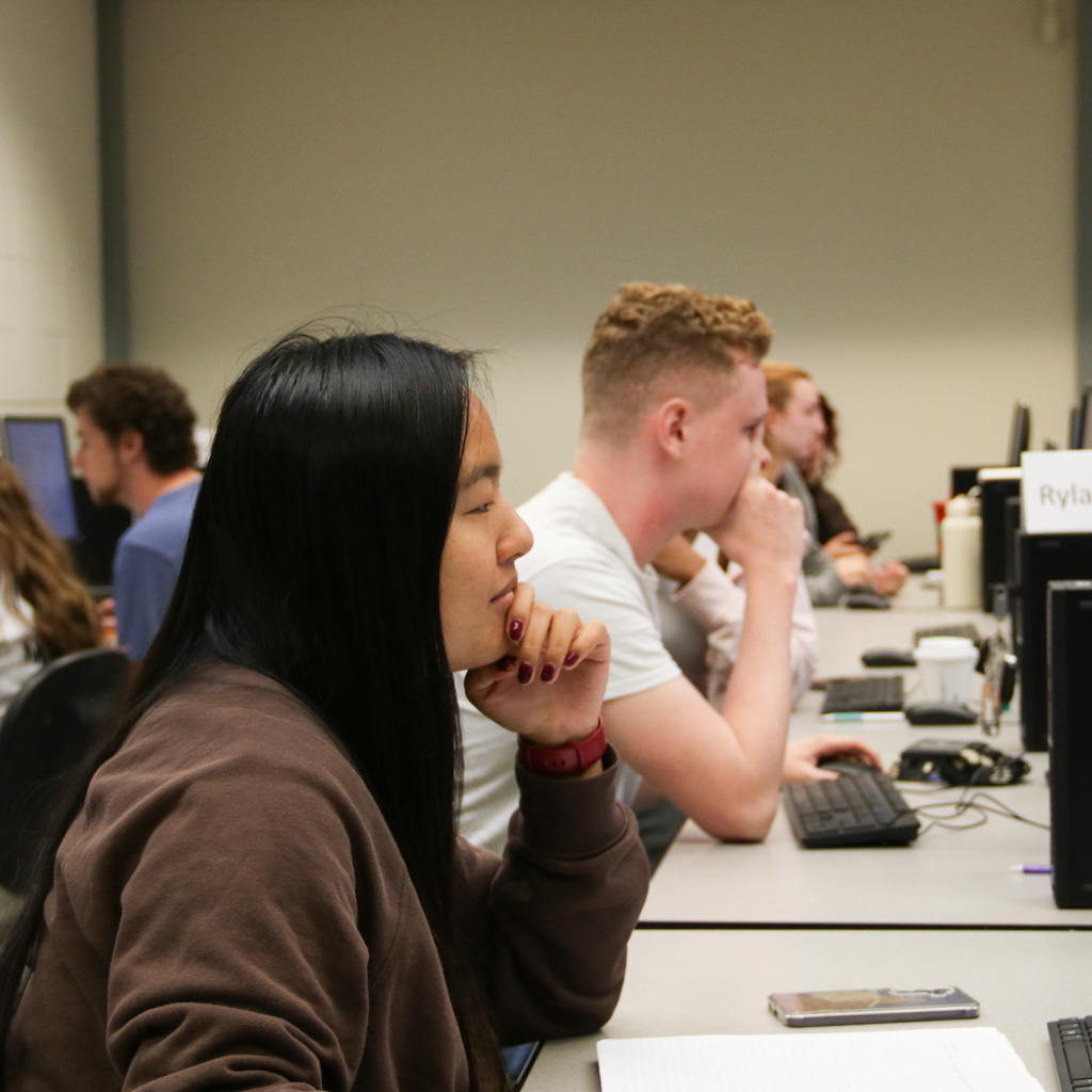 students working on a computer